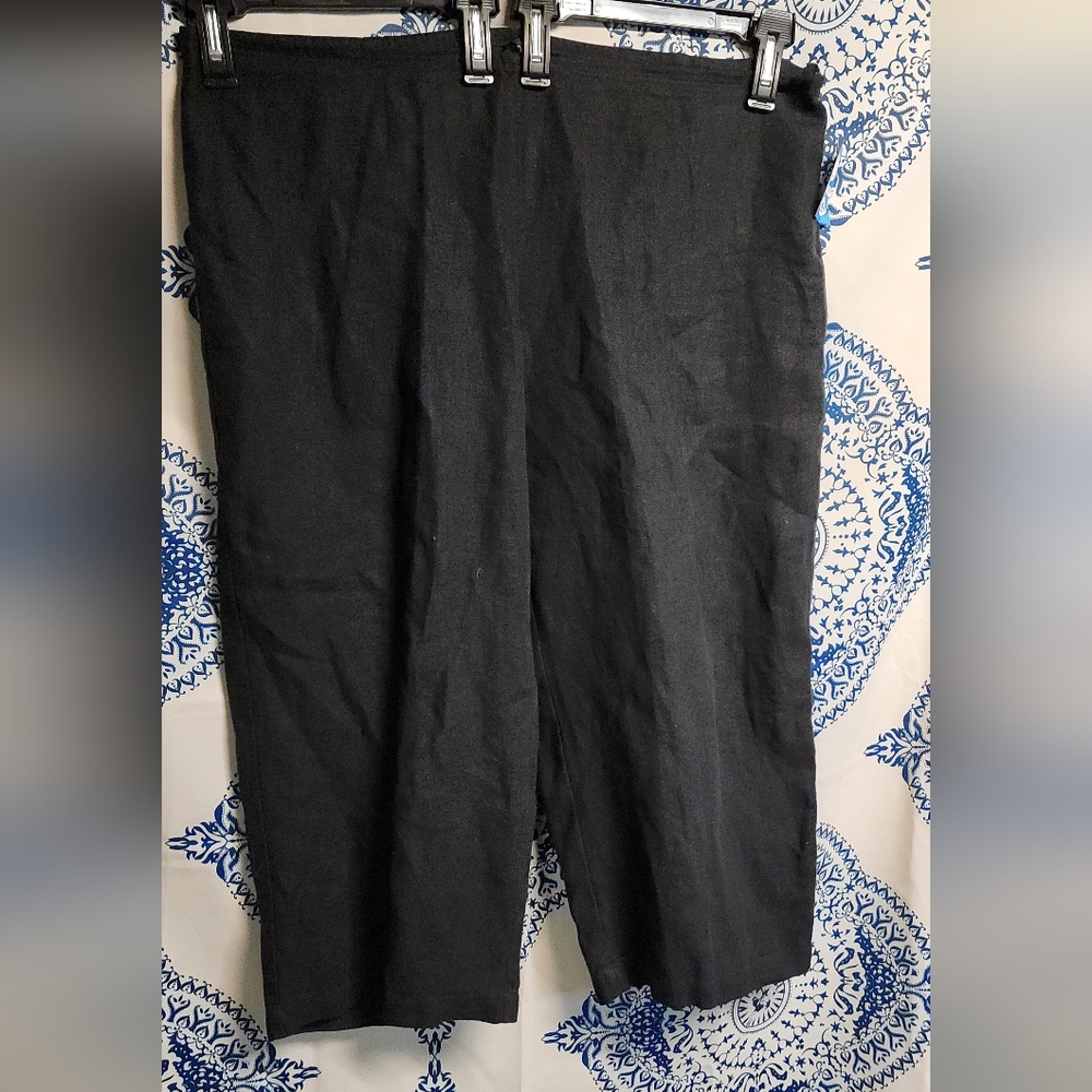 Eileen Fisher black linen crop wideleg pants. Sz XL. New - Picture 6 of 6